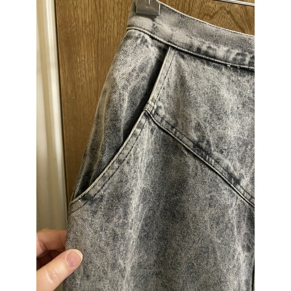 Vintage 80's Kayo of California Denim Gray Acid Wash Pencil Skirt Slit Sz 13/14 - Picture 3 of 11